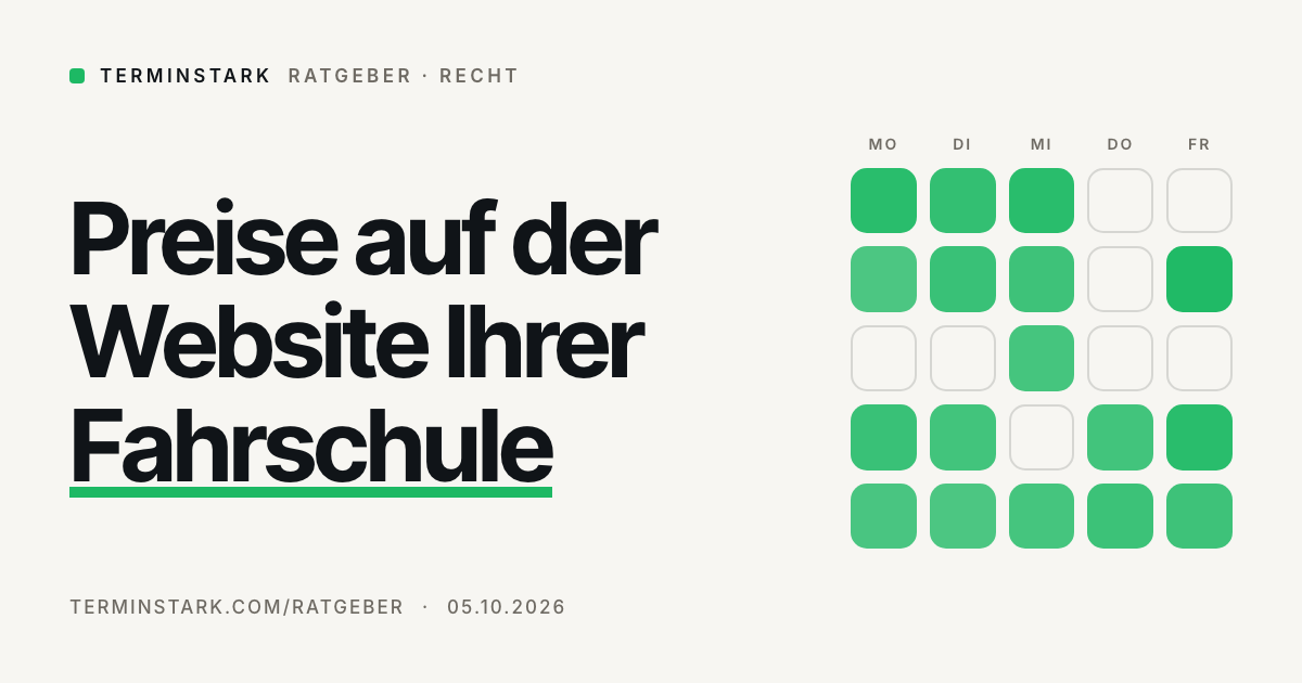Fahrschul-Website: Diese Preise dürfen Sie nennen (§ 32 FahrlG)